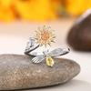 Ring, Adjustable Open Ring, Bee Honey Flower Ring