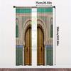 2pcs   Spring Summer Curtains Vintage Morocco Palace Door Print Semi-Sheer Curtains Durable 100% Polyester Fabric Decorations