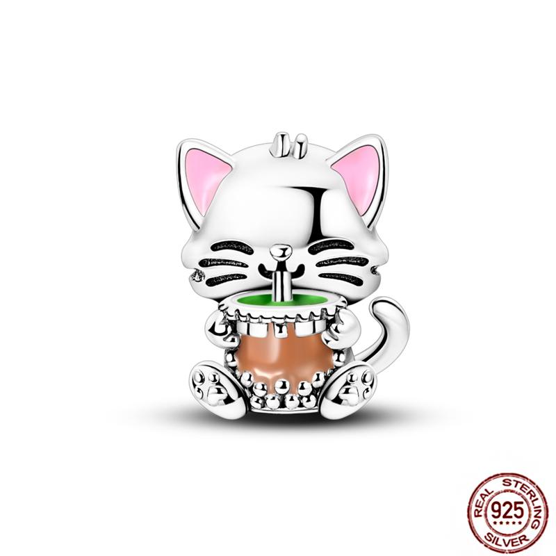 Fit Original Pendant Animal Charmscopper Pink Heart Pet Cat Dog Blue Owl Squirrel Beads Bracelet Women Diy Birthday Jewelry