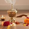 Brass Dhuna Loban Burner with Wooden Handle Dhoop Dani Dhooni Decorative Insence Burner Holder and Gift Items