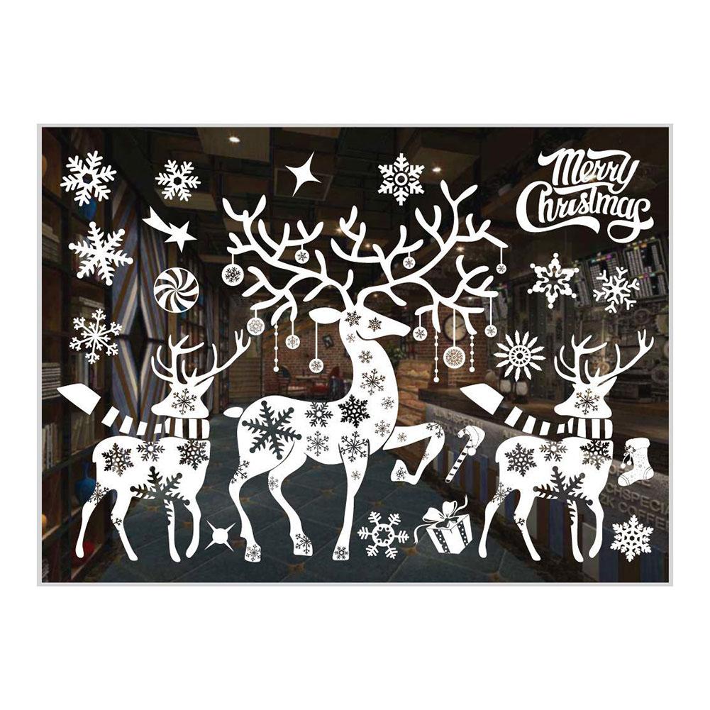Christmas Window Stickers Christmas Snowflake Casement Clings Stickers Xmas Reindeer Decals Home Decoration