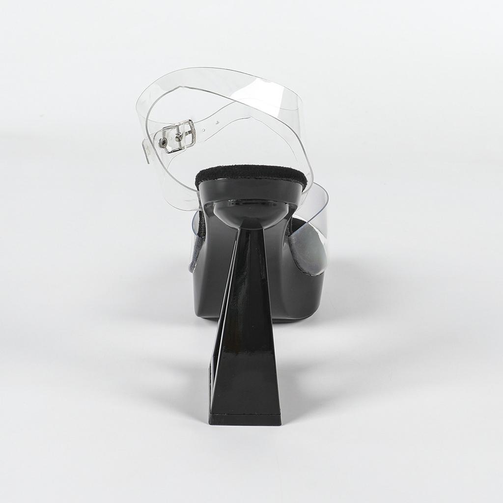 Summer New Women's Sandals - Sexy Black Platform, 13CM High Heel/Flat Heel, Catwalk Model Shoes LFD-1989-2