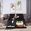 Easter Day Cat Bunny Ears Eggs Plush Blanket Girls Boys  Flannel Throw Blanket For Living Room Warm Soft  Bedspread Gift Idea