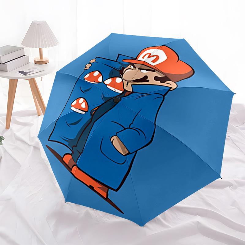 Mario Pilzhut Automatisches Öffnen/Schließen Regenschirm   Kompakter Reise Regenschirm, 8 Rippen Robuste Konstruktion, Ideales Geschenk, 152