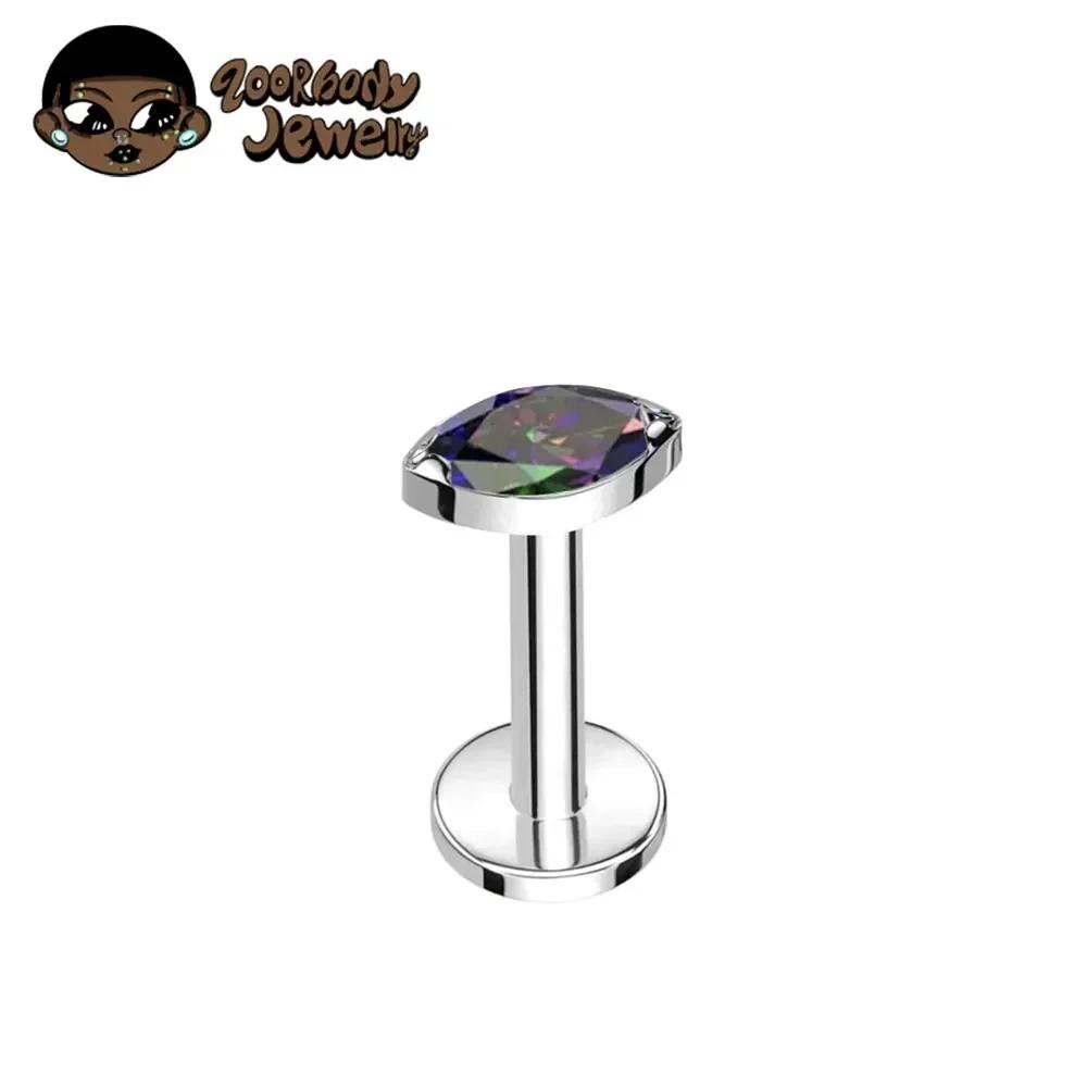 ASTM F136 Titan Labret Lippenpiercing 16G 18G Nasenring Tragus Marquise CZ Helix Knorpel Conch Ohrring Piercing Schmuck