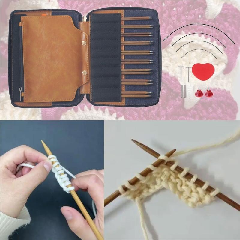 Colorful Wood Circular Knitting Needle Detachable Interchangeable Set For Crafting Projects