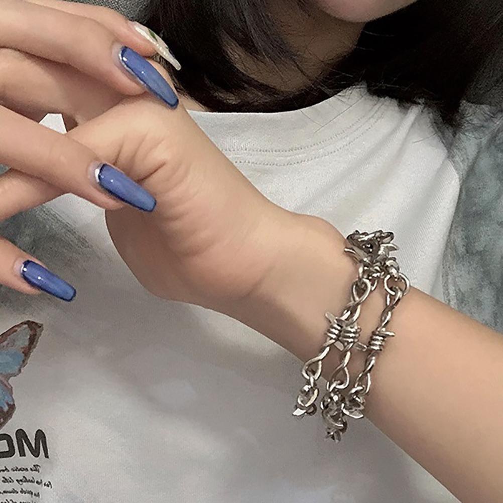 Thorns Choker Necklace Chain Unisex Barbed Metal Alloy Bracelet Earrings Hip Hop Punk Style