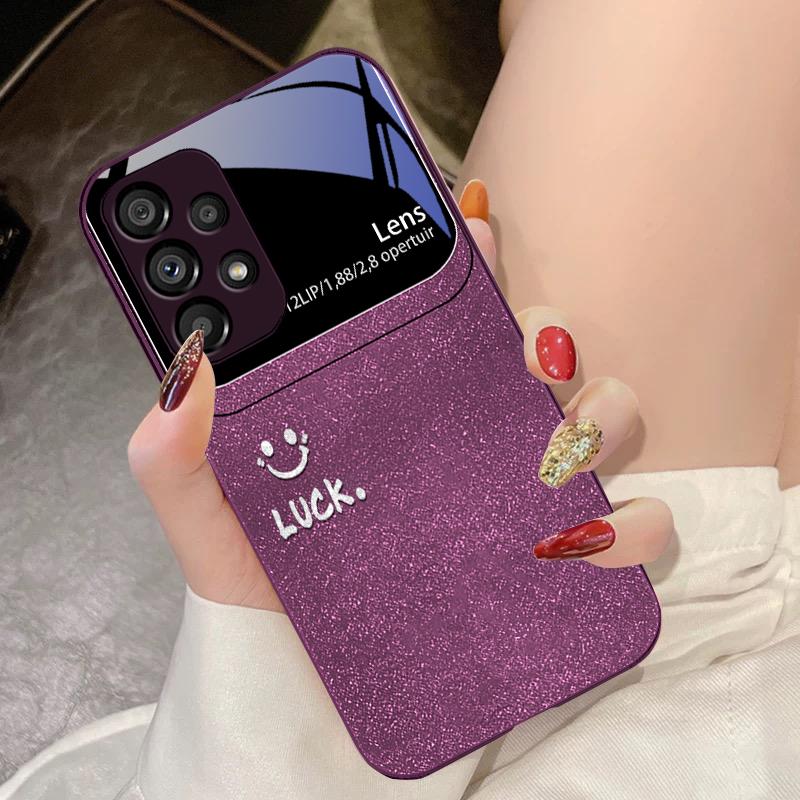

Sunshine Smile Silver For Samsung Galaxy S10 4G S20 11E 30 S21 22 S24 Fe Pro S23 S25 Ultra 5G S9 Tempered Glass Phone Case For Samsung S24 FE