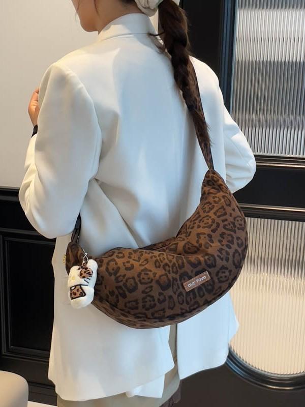 Kleine Tasche aus Wildlederimitat mit Tiermuster und Reißverschluss für den lässigen Alltag