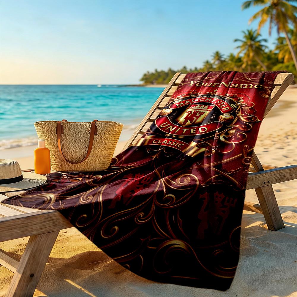 Manchester Customize Text Beach Towel Super Soft & Absorbent Portable for SwimmingBeachCamping Travel Beach AccessoriesGym