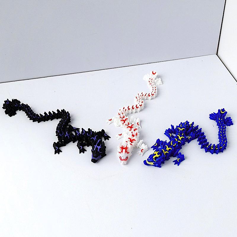 28Cm 3D Printing Flying Moon Dragon Joint Movable Model Children Toy Gifts Novelty Luminous Toys Desktop Decoration