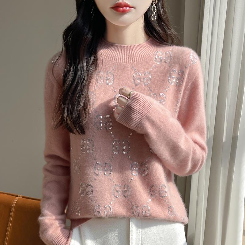 Damen Kaschmirpullover Qinghe Kaschmir 30% Kaschmir 70% Wolle Herbst- und Winterpullover warm und modisch