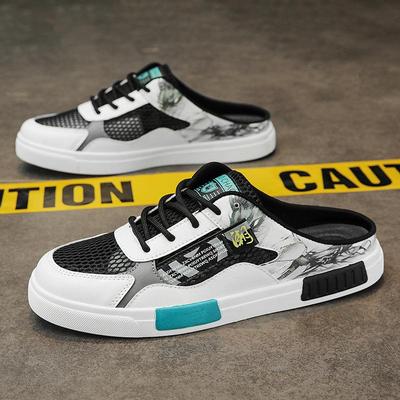 Men's Summer Breathable Mesh Low-Top Closed-Toe Backless Skate Shoes