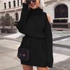 2025 European & American Fall/Winter Off-Shoulder High-Neck Knitted Sweater Dress.