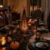 Goldenes Netz Party Dekoration für Zuhause Leuchtender Halloween Hexenhut mit Warmen LED Lichtern, Wiederverwendbarer Zauberer Fenster Hänger Gruselige Kostüme, Innen Außen