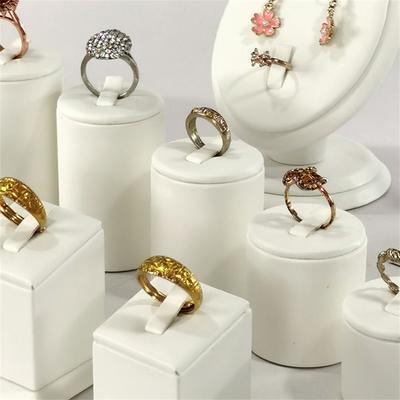 White PU Leather Series Jewelry Display Props Rings Earrings Necklaces Display Rack Jewelry Store Window Counter Showing Stand