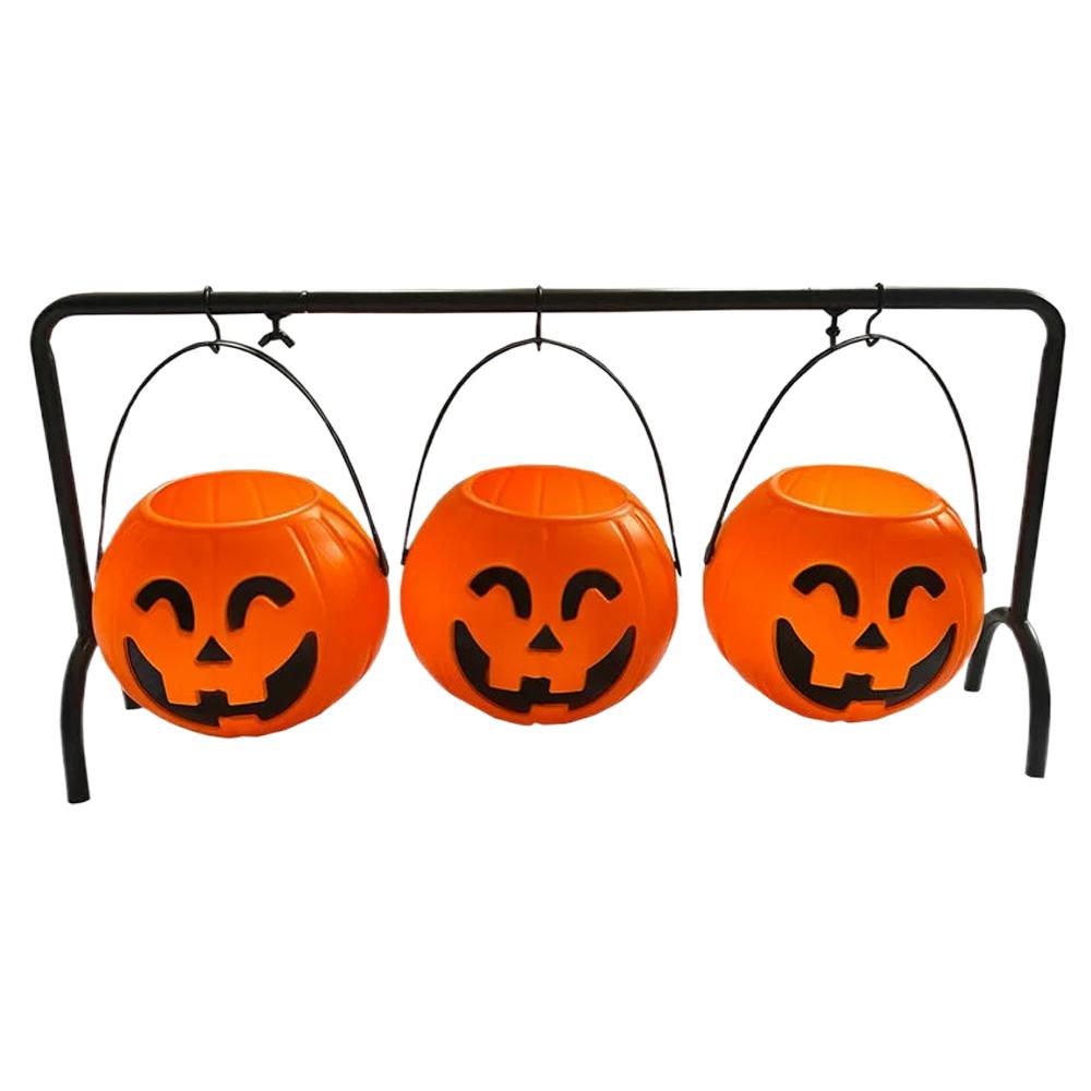 Set med 3 Häxkittel Serveringsskålar på Ställ Halloween Dekoration Plast Godisskopa Kittel Hem Halloweendekoration Skräckdekor