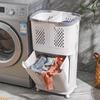 Universal Wheeled Design Laundry Basket Hollow-Out Design Laundry Basket Dirty Clothes Sorting Household Sorting Baskets Box