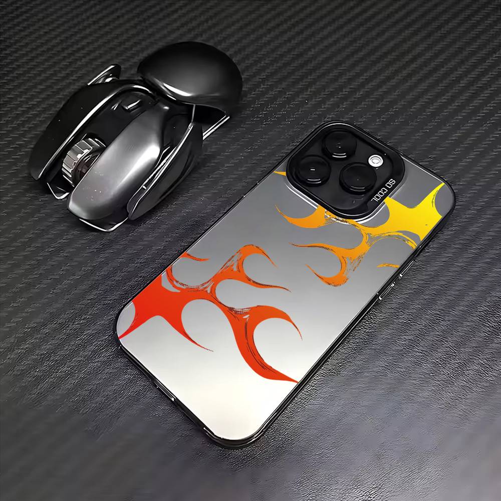 

COOL Fashion Flames Phone Case For iPhone17,16,15,14,13,12,11 Plus,Pro Max Colored Silver Plated Inside Cover iPhone13PRO
