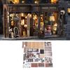 DIY Miniature Cafe House Kit Coffee Shop Tiny House Making Kit with LED Dark Brown Vintage Brick Wall Xmas Birthday Decorations