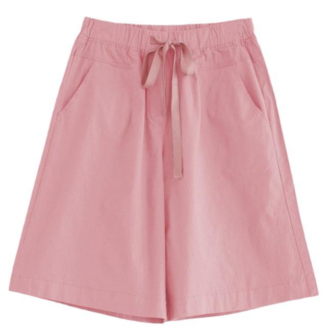 Dames Casual Shorts met Hoge Taille van Katoenen Twill - Los, Kreukvrij, Wijde Pijpen, Grote Maten, Zomerstijl