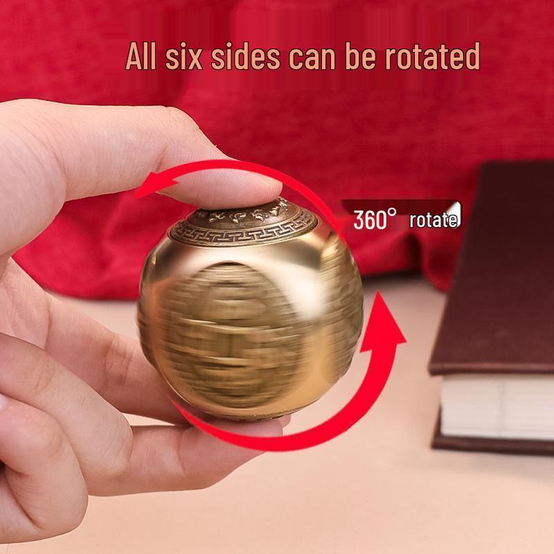 Messing Rotierender Sechsseitiger Handheld Dekompressions Fitness Ball - Fingerspitzen Gyroskop Ornament Geschenk