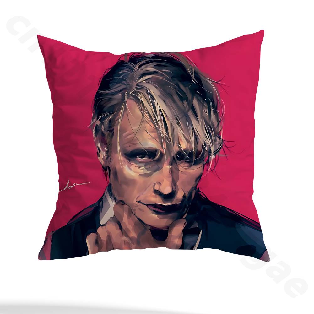 H-Hannibal Mads Mikkelsen pillowcase casual style decoration, suitable for home decoration (excluding pillow core)