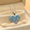 Fashion Love Heart Tree of Life Pendant Necklace For Women Inlay Blue Imitation Opal Necklace Wedding Jewelry Birthday Gifts