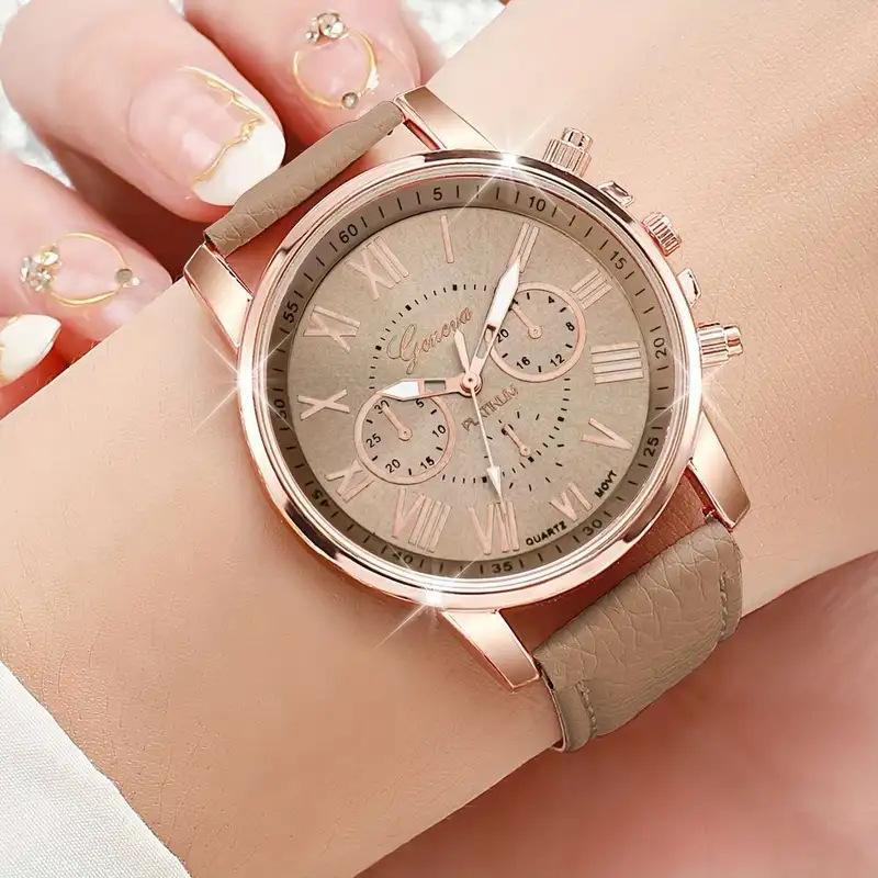 Drainage Women'S Belt Watch Geneva Quartz Strap Fashion Women'S Watch Roman Scale Hand