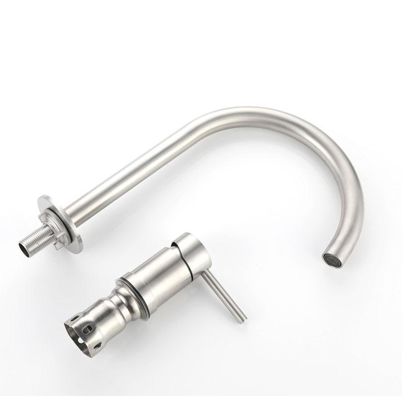 304 Stainless Steel Widespread Bathroom Basin Faucet Hot and Cold Mixed Water Wash Basin Faucet Deck Mounted Nickel /Black