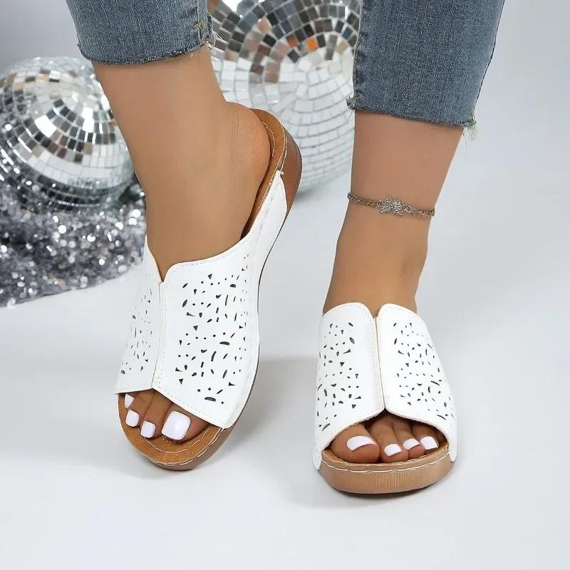 Women's Slippers Summer New Women's Shoes High Quality Solid Color Fashion Open Toe Large Beach Women's Slippers Sandals