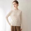 Women's Pure Cashmere Cardigan - Round Neck, Solid Color, Loose Fit, Long Sleeve Knit Sweater