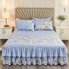 Printed Bed Skirt Skin-Friendly Bed Skirt Single Piece Single Double Bed Cover Three-Piece Set Double Layer Lace Bed Skirt Bed Cover