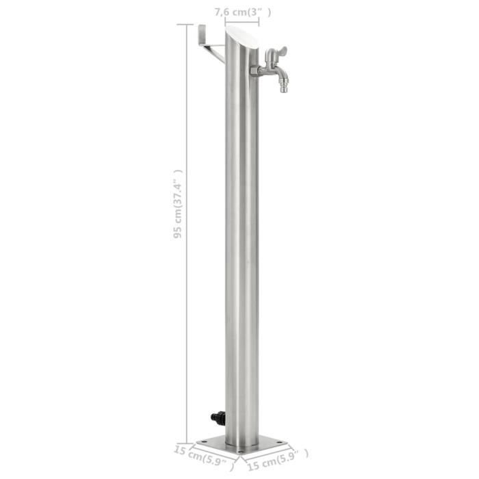 Colonne à eau de jardin ronde en acier inoxydable VIDAXL - 95 cm - Gris