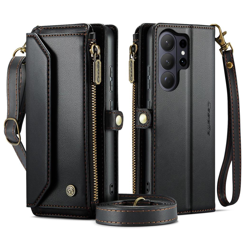 CaseMe Crossbody Wallet Case For Samsung Galaxy S26/S26+/S26 Ultra Zipper Wrise Multi-functional Flip PU Leather Card Holder Cover Protectives Skins