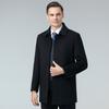 New Autumn and Winter Style Plus Velvet Warm Mid-length Middle-aged Men's Wool Wool Coat Simple Lapel Jacket