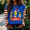 Women's Long Sleeve Neck Pullover Sweatshirt with Christmas Holiday Print for Casual Daily Wear