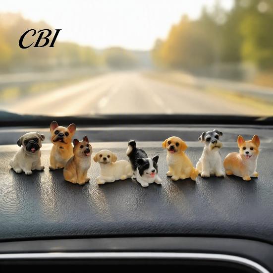 Decorative Resin Statues Cute Puppy Figurine, Ornament for Desk And Car Decor, Small Garden Realistic Dog Figurines, Miniature Animal Statue