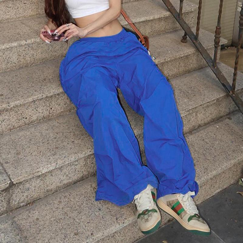 Women's Plus Size Solid Color Straight Leg Work Pants Pocket Elastic High Waist Casual Pants