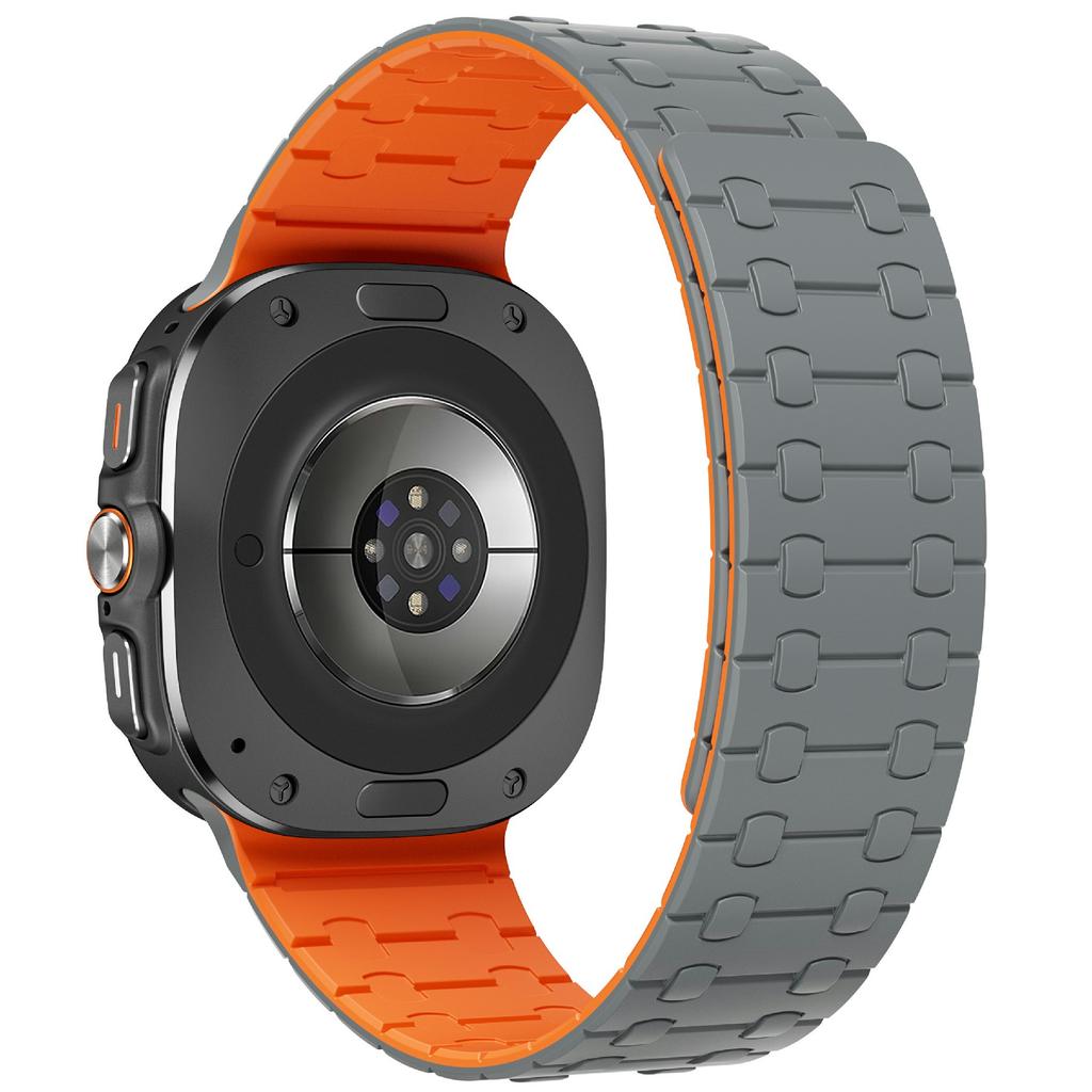 For Samsung Galaxy Watch Ultra 47mm Band Strong Magnetic Silicone Dual Color Watch Strap