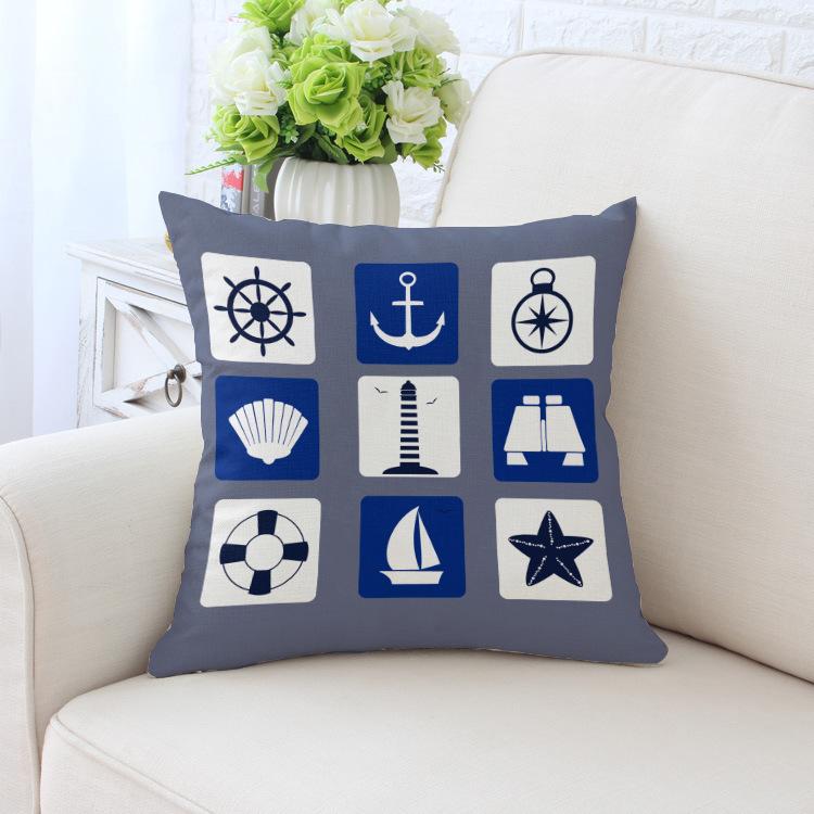 Home Decor Nautical Themed Pillow Covers with Sea Symbols Pattern Cushion Cover Suitable for Sofa Bedroom Car Pillow Cover