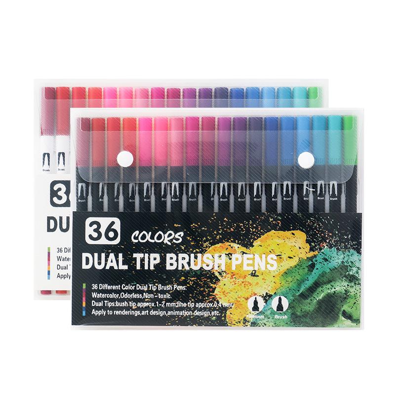 120-Color Dual-Tip Art Watercolor and Fineliner Pen Set with Soft Brush