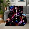 "Electric Guitar with Skulls & Music Notes Art Print Poster"Blanket Flannel Throw Blanket for Sofa, Bed, Travel, Camping, Office