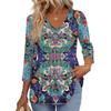 Women's T Shirt Print 3/4 Sleeve Fashion Basic V- Neck Regular Top