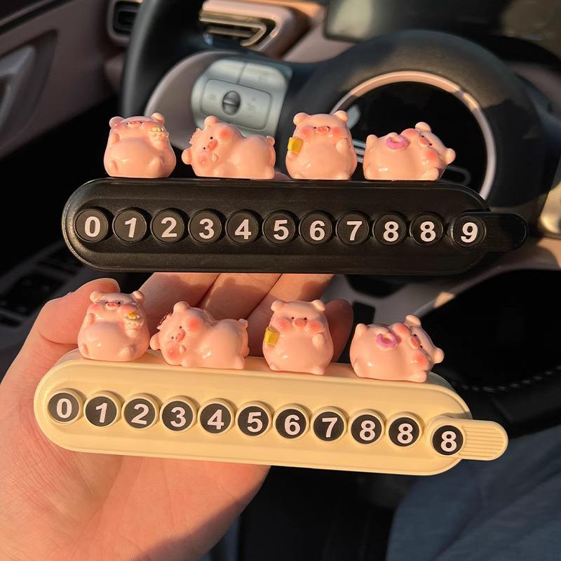 Adorable Pig Parking Phone Number Plate - Car Interior Ornament