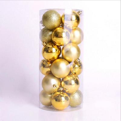 Cross-border Christmas Ornaments 24PCS3/4/5/6/7/8cm Drum Christmas Ball Set Christmas Pendant Wholesale Gold 3cm 24 pieces