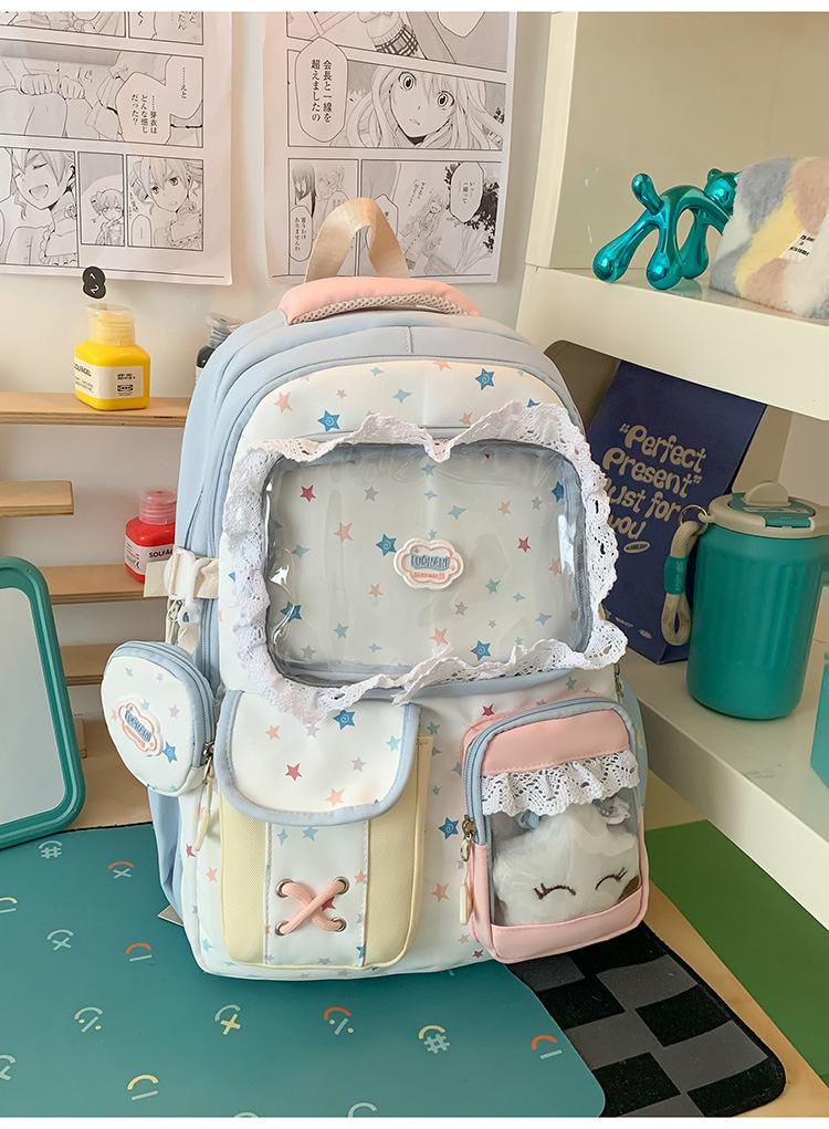 Schoolbag Korean sweet wind schoolbag female with pain layer primary school 1-1 grade junior high school student backpack girl high value backpack
