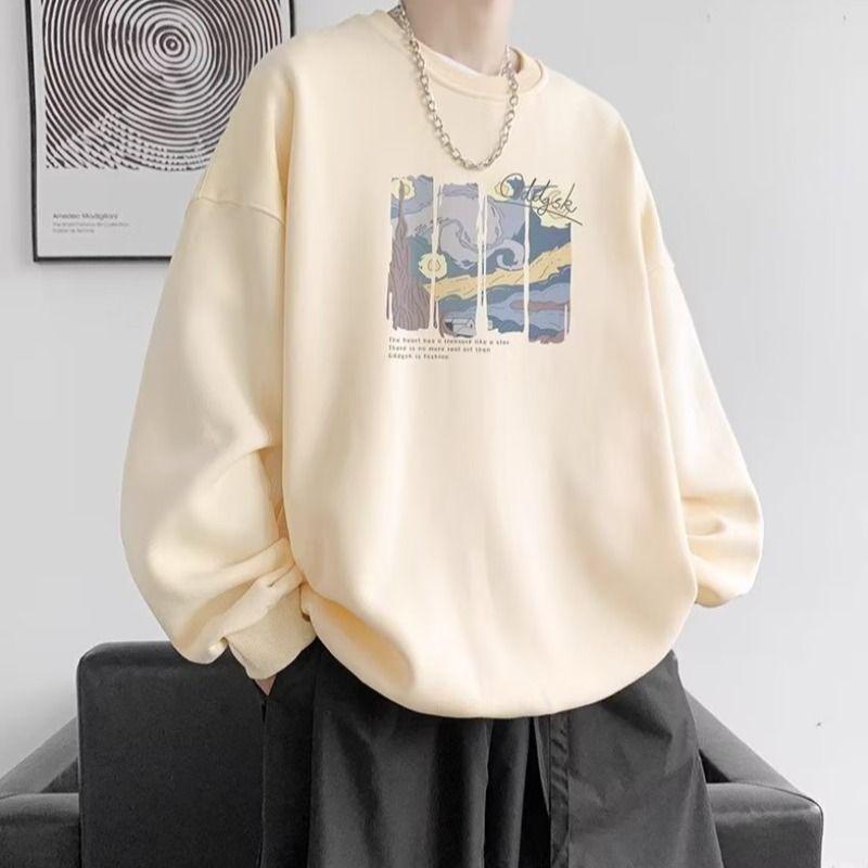 Hong Kong Style Heavyweight Round Neck Sweatshirt for Men and Women – Trendy, Versatile, Casual, Loose Long Sleeve for Autumn and Winter