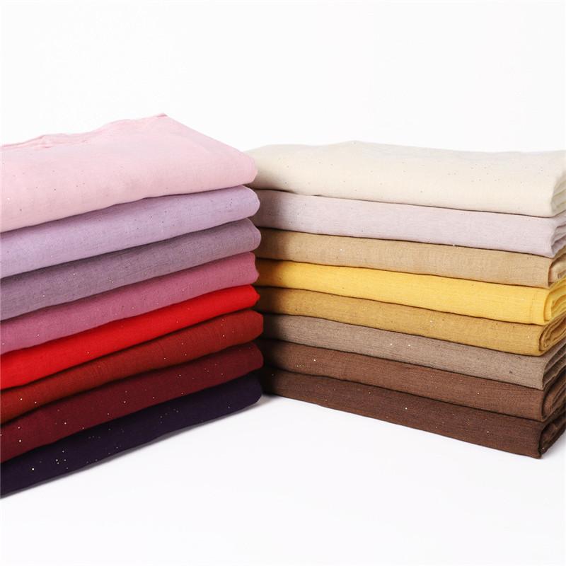 Plain Oversized Shiny Glitter Cotton Viscose Hijab Scarf Lady Solid Shimmer Wraps and Shawls Pashmina Musulman Headband 180*90Cm