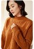 Women's Heavy Knit Wool Cashmere Cable Sweater with Half-High Neck - New Loose Fit for Autumn/Winter